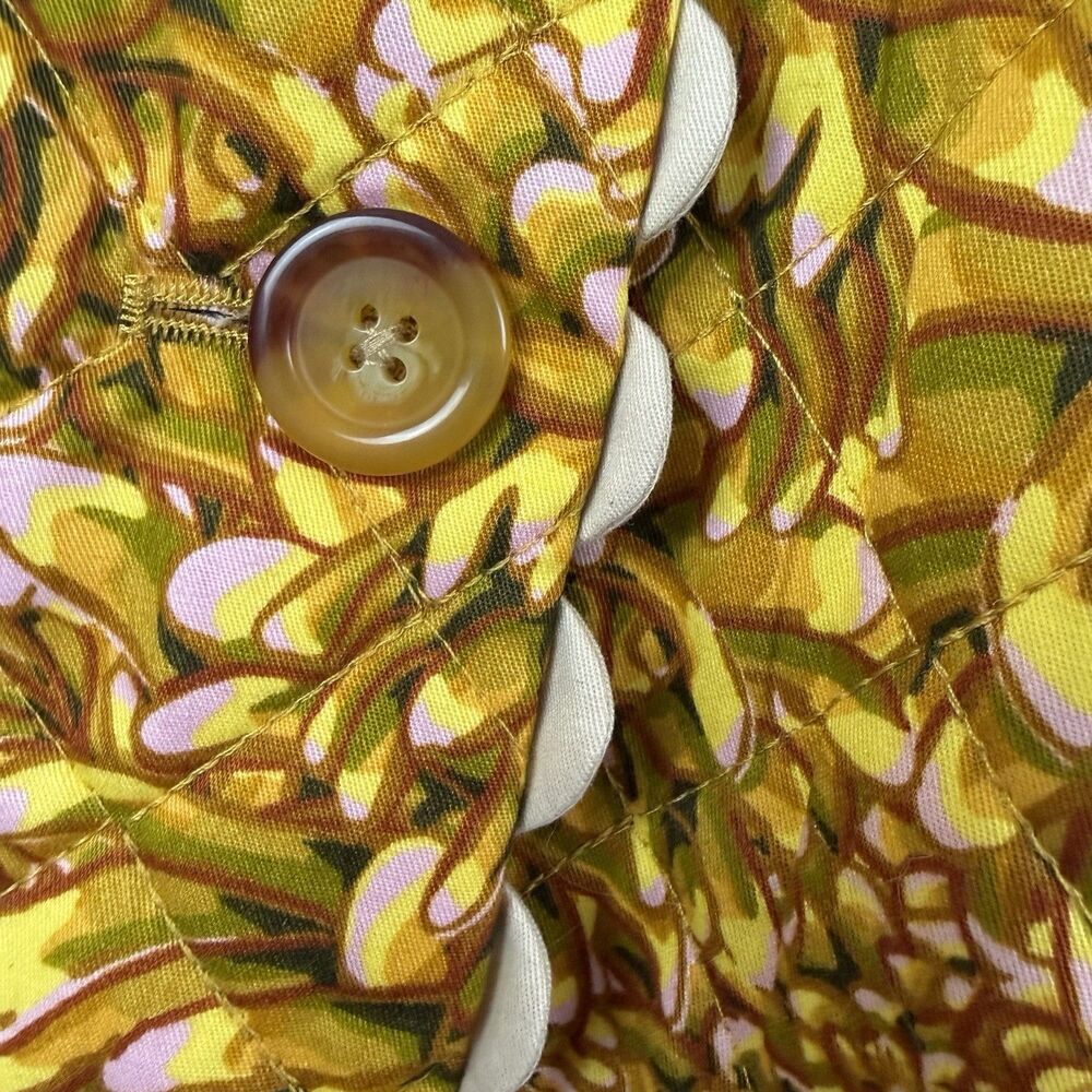 Kika Vargas x Target NEW 1X Yellow Gold Mum Floral Quilted Jacket Barrel Sleeve - Picture 3 of 14